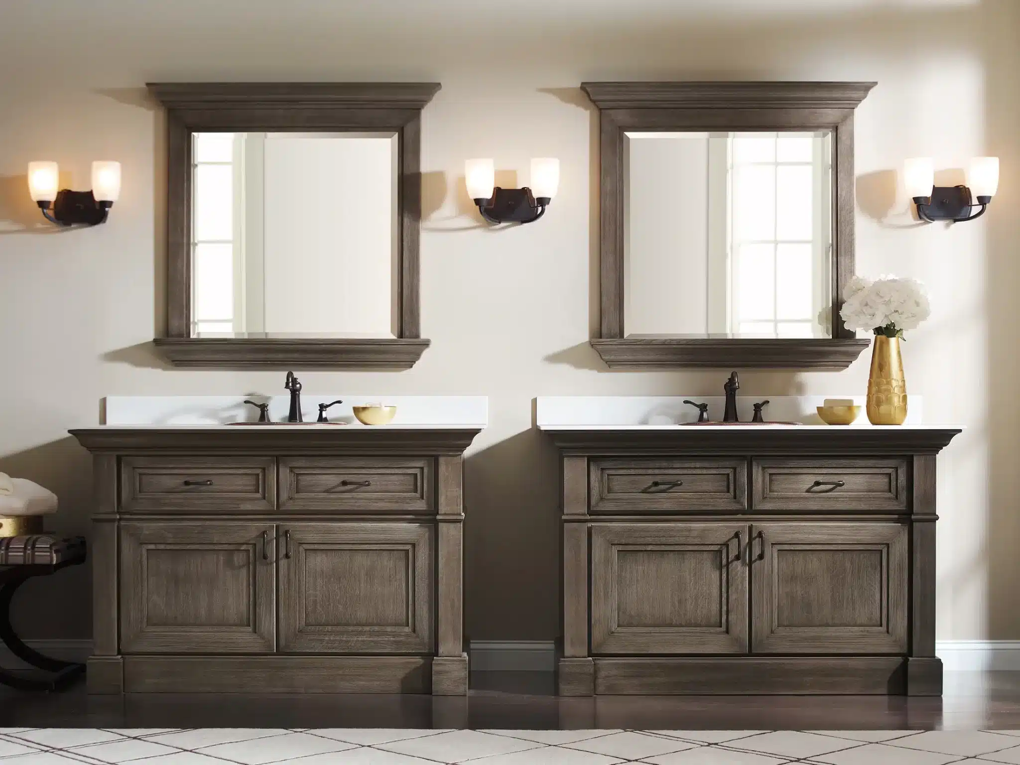 Bathroom vanity with stone countertop