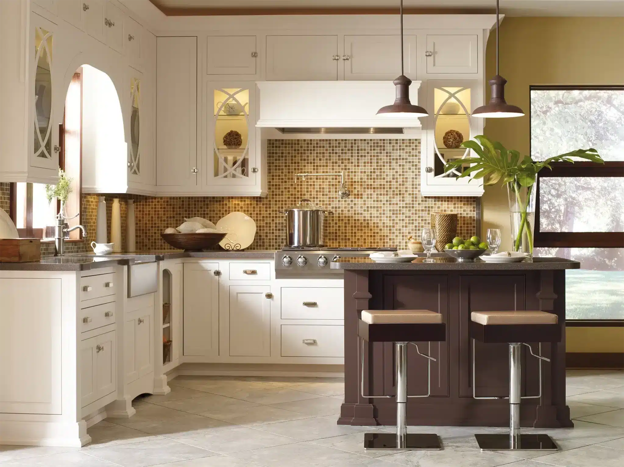 Custom kitchen with painted cabinetry and a large island