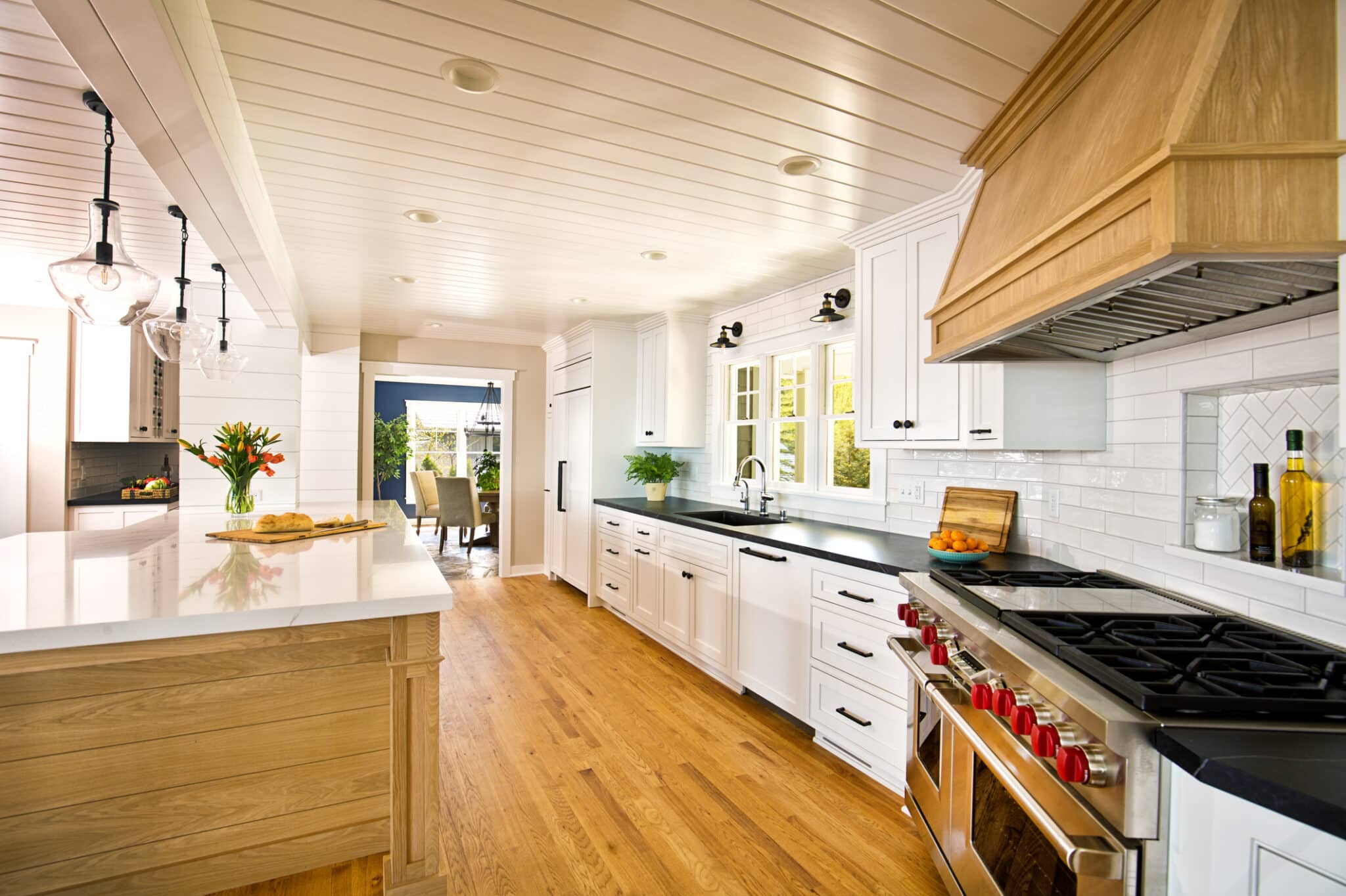 Bright kitchen with wood-look luxury vinyl plank flooring